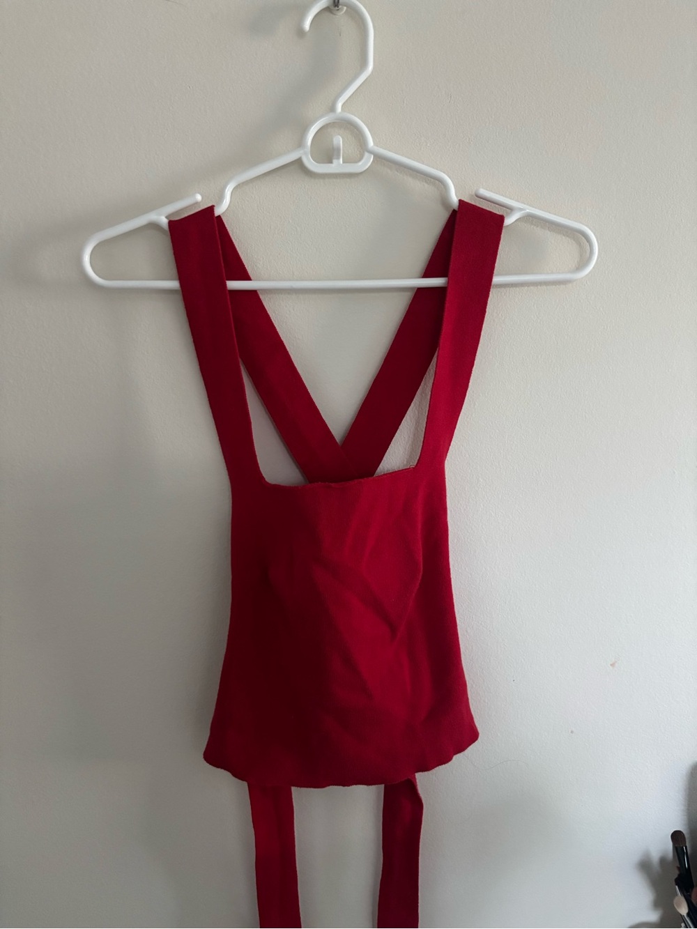 Women's Red Cross-Back Crop Tank Top